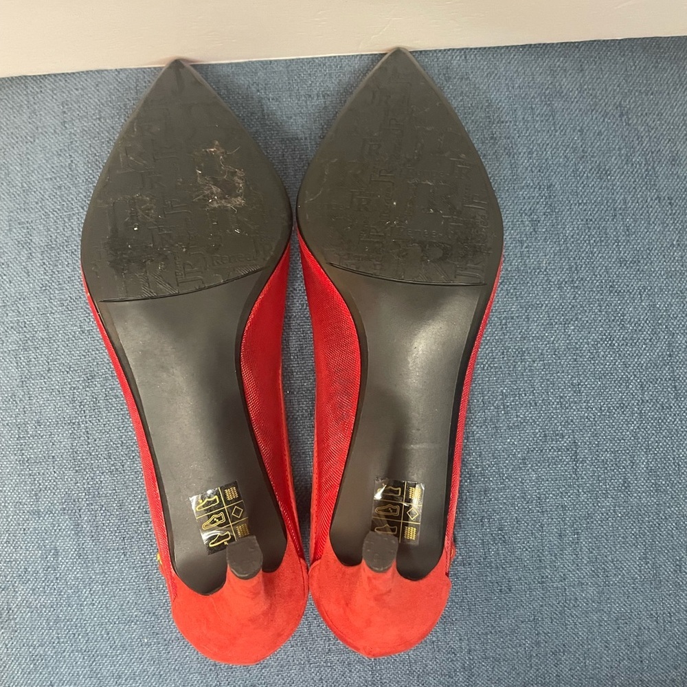 J. Renee Jena Mesh Ankle Strap Dress Pump in color Red in a size 9 1/2 - Picture 3 of 14